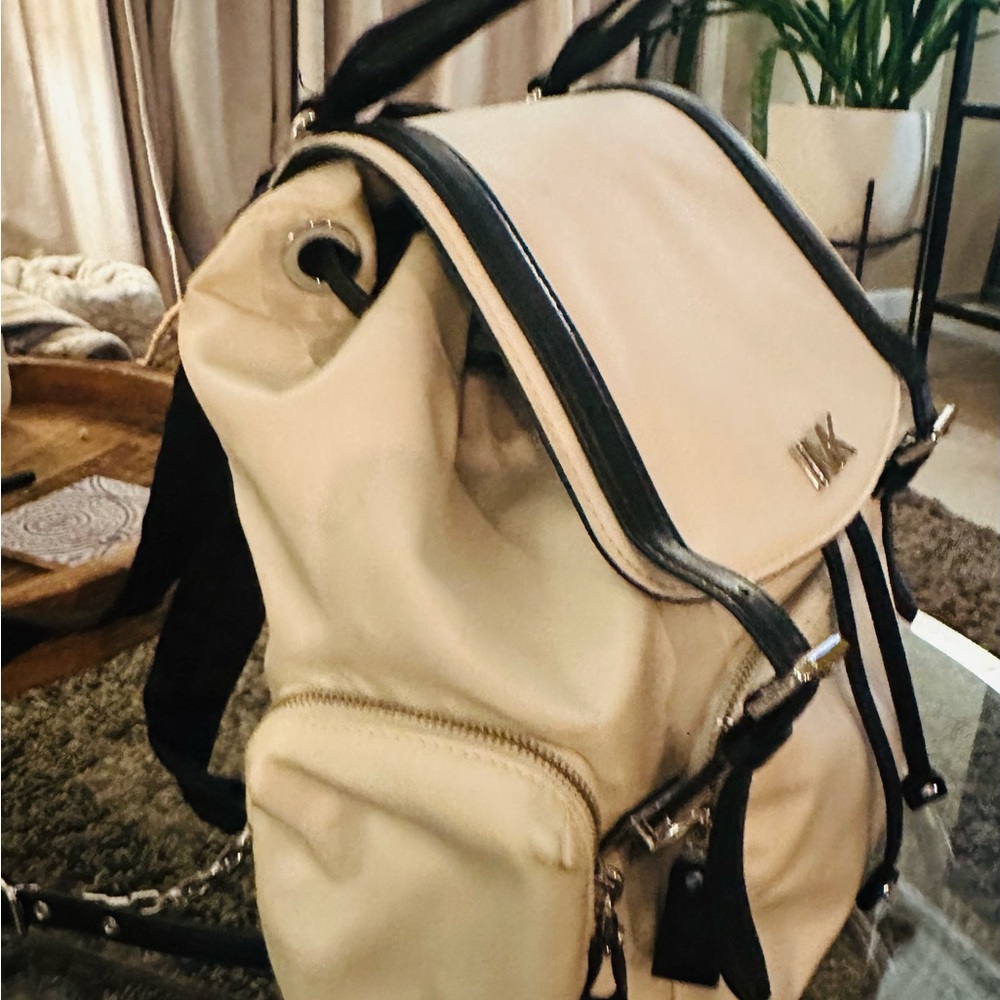 Michael Kors Cream and Black Drawstring Backpack - Picture 4 of 4